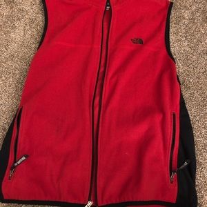 Red north face vest